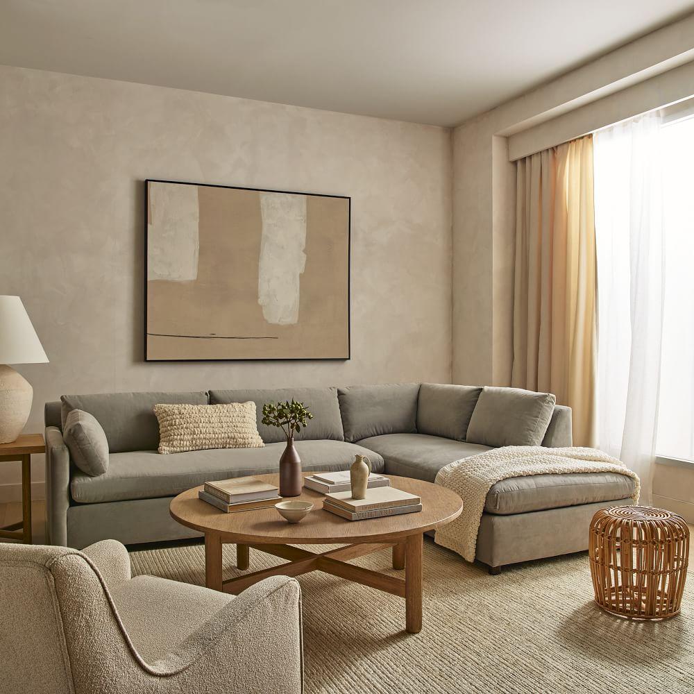 Textured Luxe Linen Curtain Sand West Elm UK